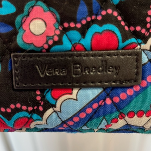 VERA BRADLEY EXTRA LARGE GET GOING BEACH TOTE HANDBAG Black Blue paisley Quilted - Picture 4 of 16